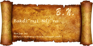 Bakányi Nóna névjegykártya